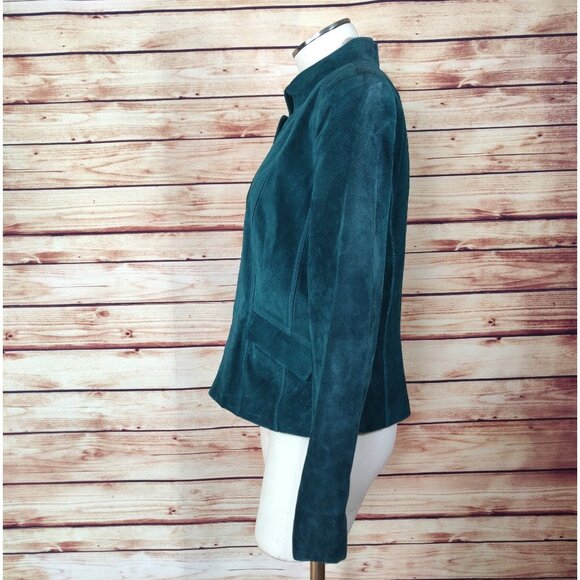 Classiques Entier Emerald Green Suede Mandarin Collar Jacket - Picture 3 of 9